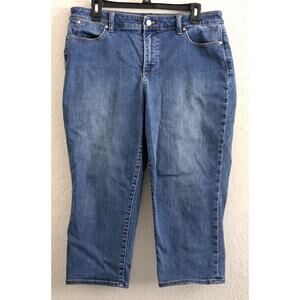 Talbots Flawless Five Pocket Jeans 14P Blue Denim Crop Curvy Stretch Women's